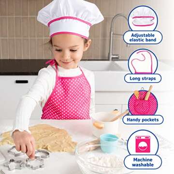 Kids Cooking and Baking Chef Set for Little Girls, Complete Cooking Sets, Toddler Dress Up and Pretend Play Dress Up Clothes for Girls, Kids Kitchen Toys 3-5 Years Old with Kids Aprons