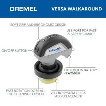 Dremel Versa Power Scrubber Kit with 5 Scrub Daddy Cleaning Sponge Pads - Waterproof Cordless Electric Spin Scrubber, High Speed, Multi-Surface Cleaning for Kitchen, Household, and Bathroom, PC10-07