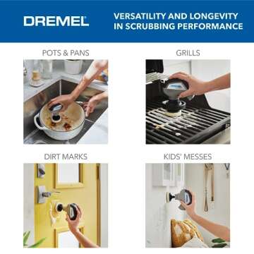 Dremel Versa Power Scrubber Kit with 5 Scrub Daddy Cleaning Sponge Pads - Waterproof Cordless Electric Spin Scrubber, High Speed, Multi-Surface Cleaning for Kitchen, Household, and Bathroom, PC10-07