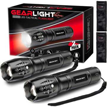 GearLight LED Flashlights - Mini Camping Flashlights with High Lumens, 5 Modes, Zoomable Beam - Powerful, Bright, and Versatile Tactical Flash Light for Outdoor and Home Use