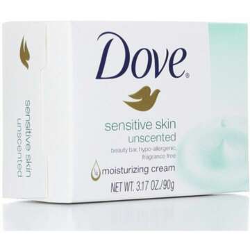 Dove Bar Soap for Sensitive Skin - 4 Pack, 3.15 oz Each, Gentle Care