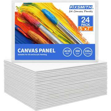 FIXSMITH 24 Pack Mini Canvases for Painting 5x7 Inch - 100% Cotton Panels