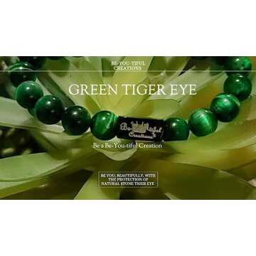 Be-You-tiful Creations STRETCH BRACELET for HIM or HER. GREAT for casual wear and dress wear. Availible in Black Onyx, Tiger Eye and Howlite. (GREEN TIGER EYE) One Bracelet