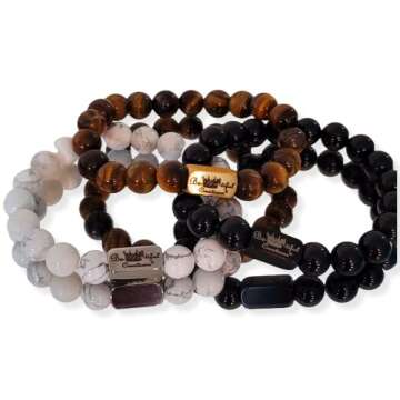 Be-You-tiful Creations STRETCH BRACELET for HIM or HER. GREAT for casual wear and dress wear. Availible in Black Onyx, Tiger Eye and Howlite. (GREEN TIGER EYE) One Bracelet