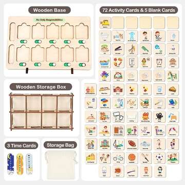 Dreamon Wooden Visual Schedule for Kids Chore Chart, Morning Bedtime Routine Charts for Kids Toddlers, autism learning materials&Daily Schedule Board for home