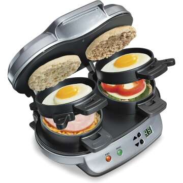 Hamilton Beach Dual Breakfast Sandwich Maker with Timer - Silver