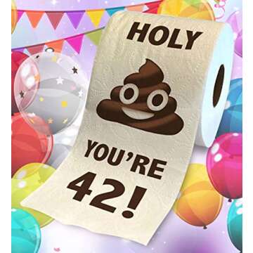 Printed TP Holy You're 42 Birthday Toilet Paper Gift - 42nd Bday Party Funny Birthday Gift Joke Toilet Paper Prank, Novelty Unique Birthday Presents for Men, Women, Family, Friends - 500 Sheets