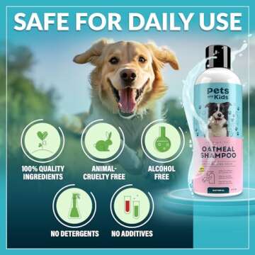 Pets Are Kids Too Oatmeal Dog Shampoo Baking Soda Hypoallergenic Anti Itch Moisturizing Soothing Deodorizing Pet Care Safe Puppy Shampoo Sensitive Skin Cat Shampoo - Coconut Based Cleanser 17 fl oz