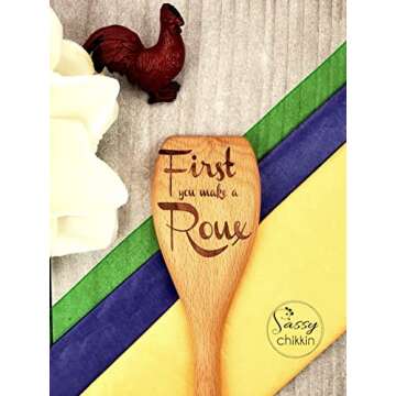 First You Make a Roux Spoon, Cajun Cooking Gumbo Spoon, Engraved Wooden Cooking Spoon, French New Orleans Louisiana Kitchen Decor, Cajun Food Recipe Instructions, Creole Kitchen Utensil, Soup Spoons