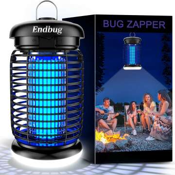 Endbug Bug Zapper Outdoor, Mosquito Zapper Outdoor with LED Light, 4200V Electric Bug Zapper, 5ft Power Cord, IPX6 Waterproof Fly Trap, 2-IN-1 Fly Zapper Indoor for Patio Garden Home Backyard, Plug In