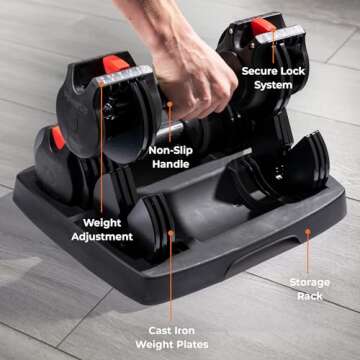 Lifepro Adjustable Dumbbells - For Full Body Exercise & Fitness Home Gym