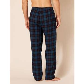 Amazon Essentials Men's Flannel Pajama Pant (Available in Big & Tall), Black Blue Plaid, Medium