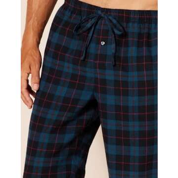 Amazon Essentials Men's Flannel Pajama Pant (Available in Big & Tall), Black Blue Plaid, Medium