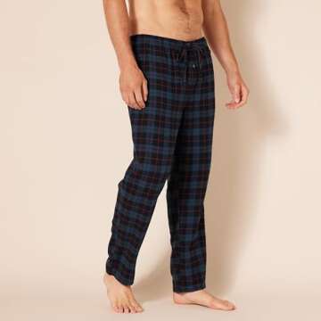 Amazon Essentials Men's Flannel Pajama Pant (Available in Big & Tall), Black Blue Plaid, Medium