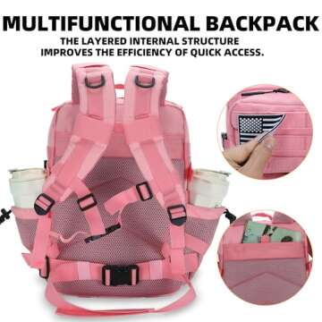 Lovelinks21 25L Tactical Backpack for Men Women Military Backpack Army Assault Pack Molle Backpack Small Bug Out Bag Travel Rucksack Daypack (Pink)