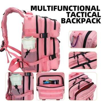 Lovelinks21 25L Tactical Backpack for Men Women Military Backpack Army Assault Pack Molle Backpack Small Bug Out Bag Travel Rucksack Daypack (Pink)