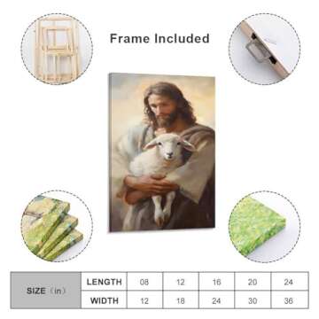 GERRIT Jesus Rescues Lost Lamb Poster Canvas Wall Art Posters For Room Aesthetic And Decor 15Canvas Painting Wall Art Poster for Bedroom Living Room Decor 12x18inch(30x45cm) Frame-style