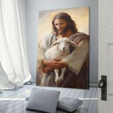 GERRIT Jesus Rescues Lost Lamb Poster Canvas Wall Art Posters For Room Aesthetic And Decor 15Canvas Painting Wall Art Poster for Bedroom Living Room Decor 12x18inch(30x45cm) Frame-style