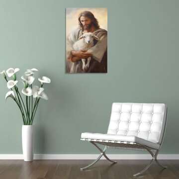 GERRIT Jesus Rescues Lost Lamb Poster Canvas Wall Art Posters For Room Aesthetic And Decor 15Canvas Painting Wall Art Poster for Bedroom Living Room Decor 12x18inch(30x45cm) Frame-style