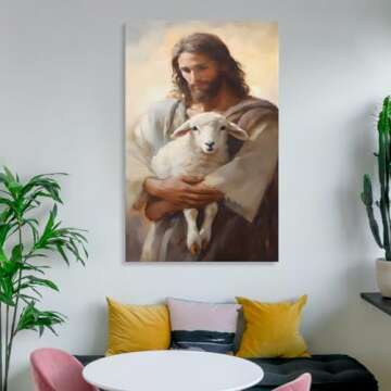 GERRIT Jesus Rescues Lost Lamb Poster Canvas Wall Art Posters For Room Aesthetic And Decor 15Canvas Painting Wall Art Poster for Bedroom Living Room Decor 12x18inch(30x45cm) Frame-style