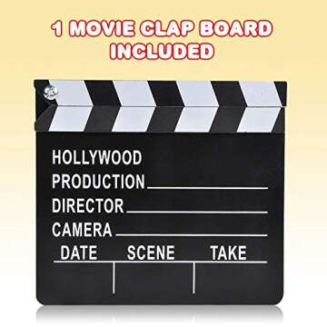 ArtCreativity Movie Clapboard, Hollywood Movie Theme Party Decorations, Academy Awards Party Supplies and Film Décor, Slate Clapperboard Prop for Stage Plays, Fun Photo Booth Prop