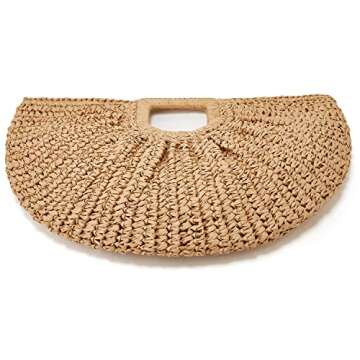 Straw Beach Bag for Womens Summer Handwoven Straw Travel Beach Tote Bags Stylish Straw Totes Handbags 2023 Medium