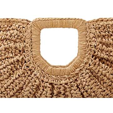 Straw Beach Bag for Womens Summer Handwoven Straw Travel Beach Tote Bags Stylish Straw Totes Handbags 2023 Medium