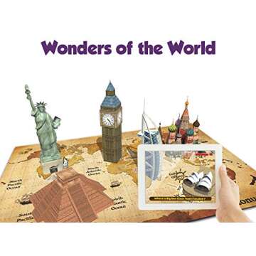 PLAYAUTOMA Explore World (App Based) - Augmented Reality Interactive Learning Games on World Map Jigsaw Floor Puzzle for Kids, Innovative Educational Toy for Boys and Girls Age 6 to 12 Years