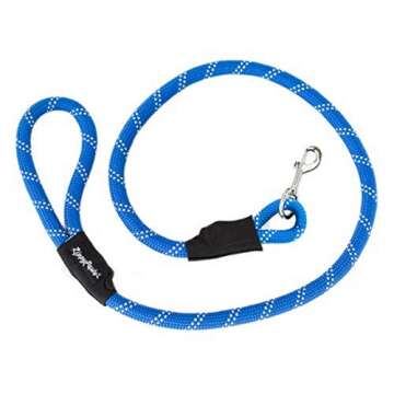 ZippyPaws - Climbers Dog Leash - Tough Climbing Rope Dog Leash - 2/3 Inch Thick - Black, 6-Feet