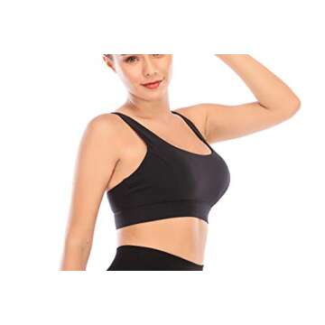 RUNNING GIRL Sports Bras for Women Backless Padded Sports Bra Tank Top Long Line Gym High Impact Sports Bra Push up(WX2569Black,M)