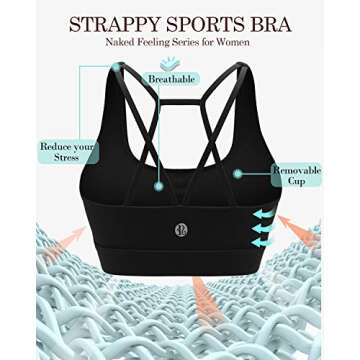 RUNNING GIRL Sports Bras for Women Backless Padded Sports Bra Tank Top Long Line Gym High Impact Sports Bra Push up(WX2569Black,M)