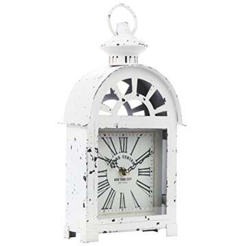 Lily's Home Vintage Inspired Lantern Grand Central New York City Train Station-Style Mantle Clock, Silent-Non-Ticking with Quartz Movement, Fits with Victorian or Antique Décor Theme (13 3/4" Tall)