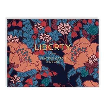 Galison Liberty Floral Playing Card Set from 2 Standard Size Playing Card Decks with Unique Floral Artwork, Sturdy Exterior Drawer Box with Foil-Stamped Art, Perfect Addition to Game Night!