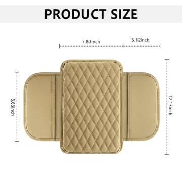 Upgraded Car Center Console Cover,Microfiber Leather Car Armrest Cover Cushion with 2 Storage Bags,Universal Car Armrest Storage Box Car Interior Accessories for Most Vehicles (Beige)