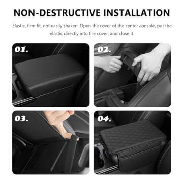 Upgraded Car Center Console Cover,Microfiber Leather Car Armrest Cover Cushion with 2 Storage Bags,Universal Car Armrest Storage Box Car Interior Accessories for Most Vehicles (Beige)