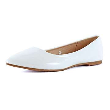 Guilty Shoes Womens Classic Pointy Toe Ballet Slip On - Casual Comfortable Flats (7.5 M US, White Patent)