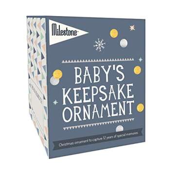 Milestone - Baby's Keepsake Ornament - Glass Christmas Ornament with 12 Notepapers to Write Memories from Each Passing Year