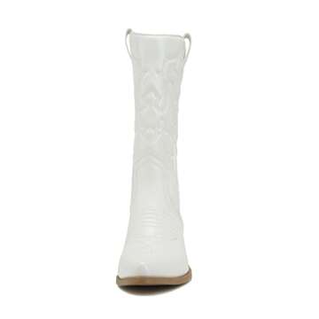 Soda Women's Pointy Toe Cowgirl Boots - 7.5 White/Beige