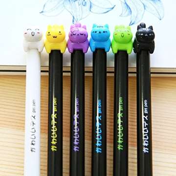 8 Pcs Cute Cat Gel Pen Black Gel Ink Pens Medium Cat Pens - Kawaii Cat Gel Pen Unique Writing Pens Stationery Pens Cute for Girls - Cat Pens for Cat Lovers Boys and Girls School Ballpoint Pen with Cat