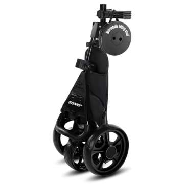 JANUS Golf Cart, Foldable Golf Push Cart, Golf Bag Cart, Fits Golf Stand Bag and Golf Cart Bags, Golf Caddy Cart with Optional Large Wing or Small Wing, Includes Ice Bag