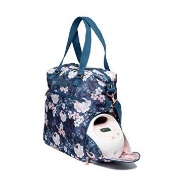 Sarah Wells Lizzy Breast Pump Bag - Compatible with Spectra, Medela, and More - Insulated Cooler Pocket (Le Floral)