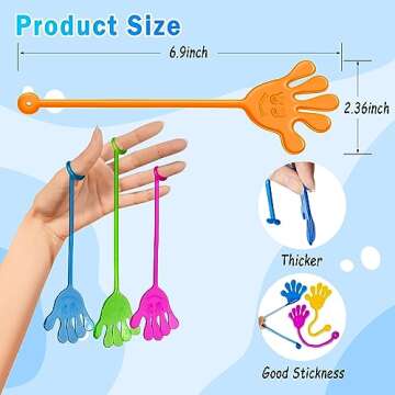 Sticky Hands Bulk 48 PCS Party Favors for Kids 4-8 8-12 Stretchy Sticky Hand Toy Valentines Day Gifts for Kids Goodie Bag Stuffers Filler Treasure Box Toys for Classroom Prizes Birthday Party Supplies