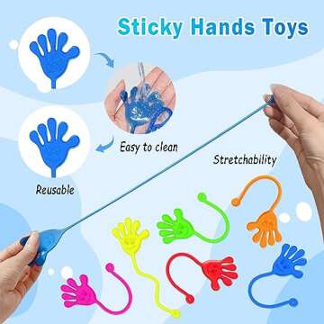 Sticky Hands Bulk 48 PCS Party Favors for Kids 4-8 8-12 Stretchy Sticky Hand Toy Valentines Day Gifts for Kids Goodie Bag Stuffers Filler Treasure Box Toys for Classroom Prizes Birthday Party Supplies