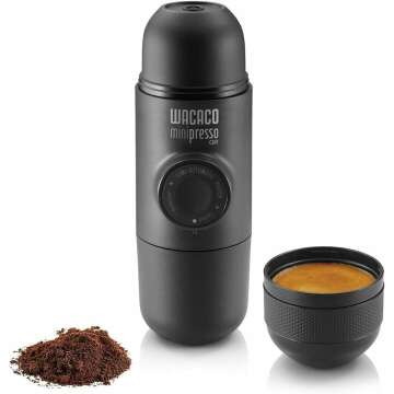 WACACO Minipresso GR, Portable Espresso Machine, Compatible Ground Coffee, Hand Coffee Maker, Travel Gadgets, Manually Operated, Perfect for Camping, Hiking