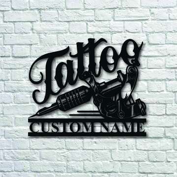 Custom Tattoo Studio Name Metal Wall Art Decor