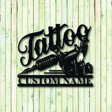 Custom Tattoo Studio Name Metal Wall Art Decor