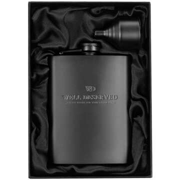 Matte Black Flask Gift Set - 8 oz Elegant Design