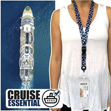 Cruise On Cruise Lanyard for Ship Cards - 2 Pack with ID Holder, Key Card Lanyard for Cruise Ship Retractable Badge & Waterproof Cruise Card Holder - Cruise Essentials 2024 & 2025 [Blue & White]