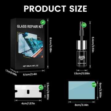 Windshield Repair kit,Windshield Crack Repair Kit 2 Bottles Car Glass Repair Kit Windshield Chip Repair Kit Cracks Gone Glass Repair Fluid Quick Fix for Chips,Cracks,Bulls-Eye,Star-Shape Cack (Black)