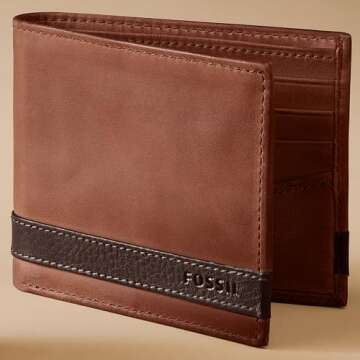 Fossil Quinn Men's Leather Wallet - Flip ID, Brown